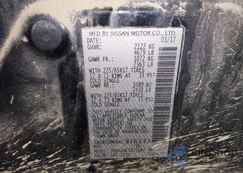 2017 Nissan Rogue Sv from USA, damaged, VIN 5N1AT2MV6HC816133